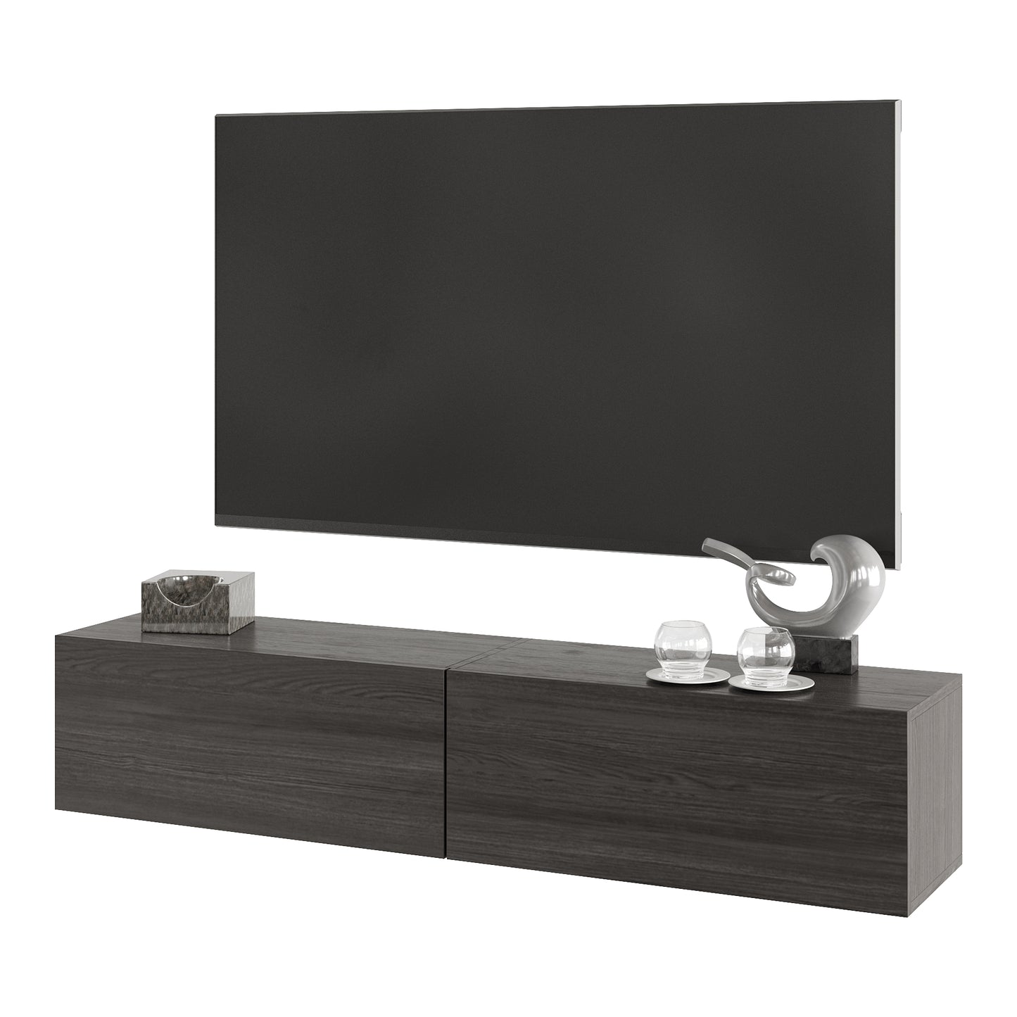 KAVO TV-BENK 150cm SVART EIK – VEGGHENGT
