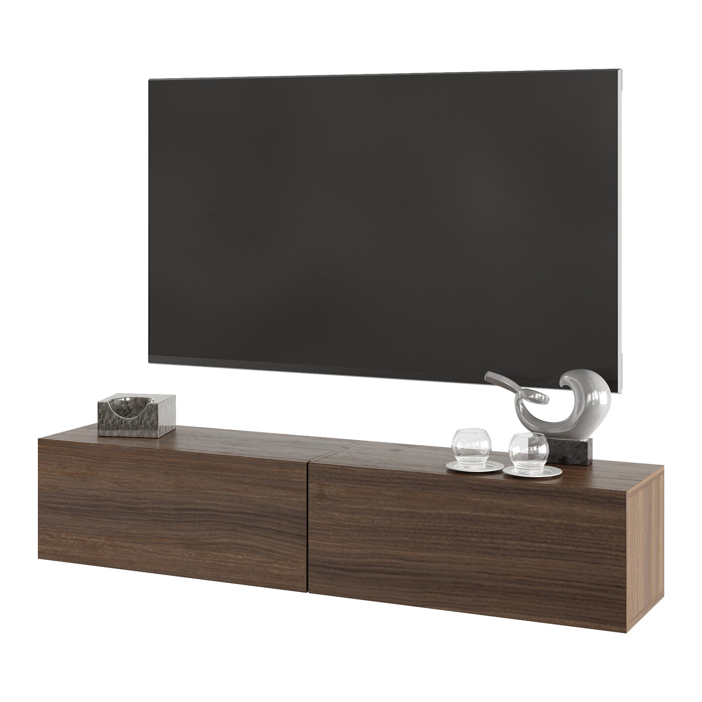 KAVO TV-BENK 150cm VALNØTT – VEGGHENGT