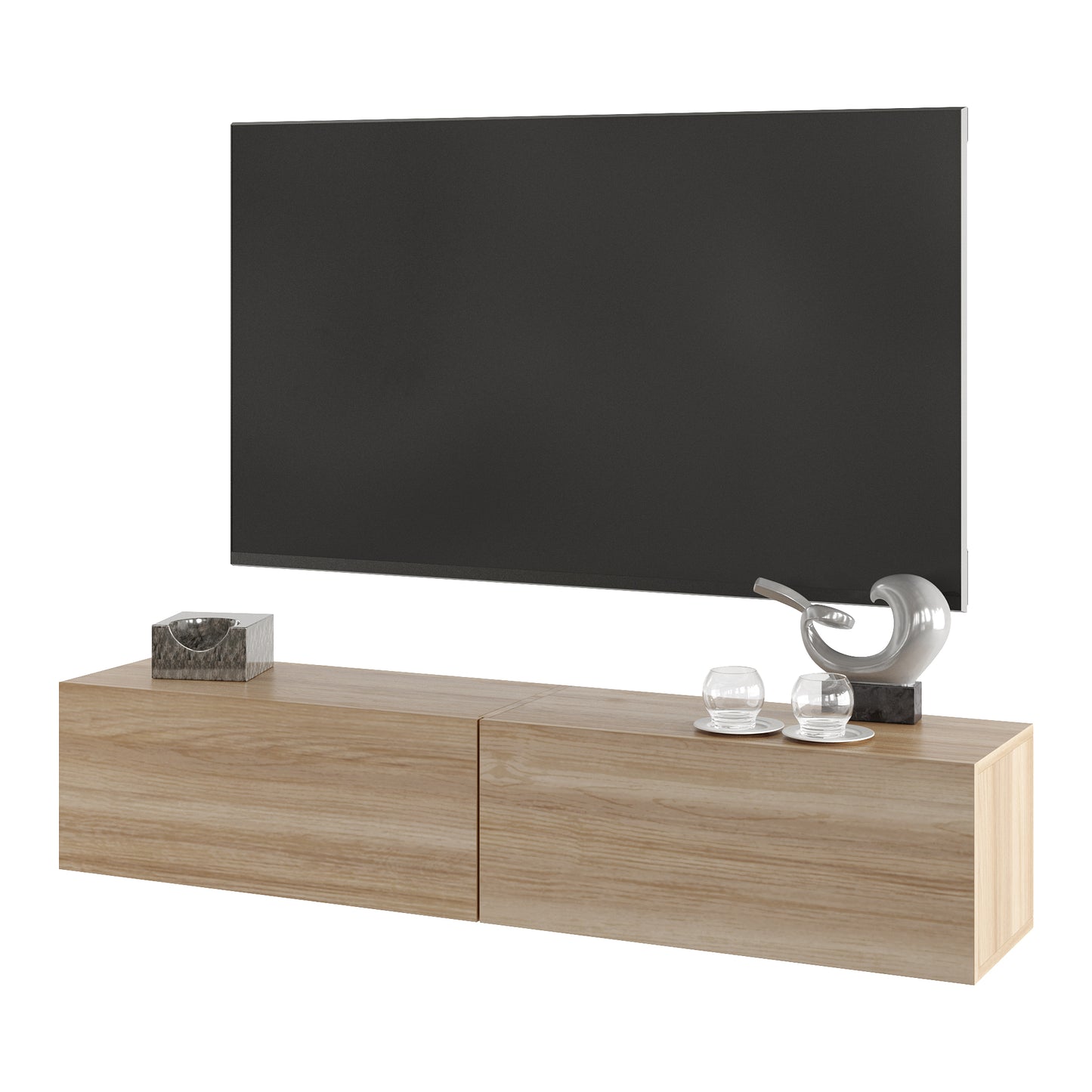 KAVO TV-BENK 150cm LYS EIK – VEGGHENGT