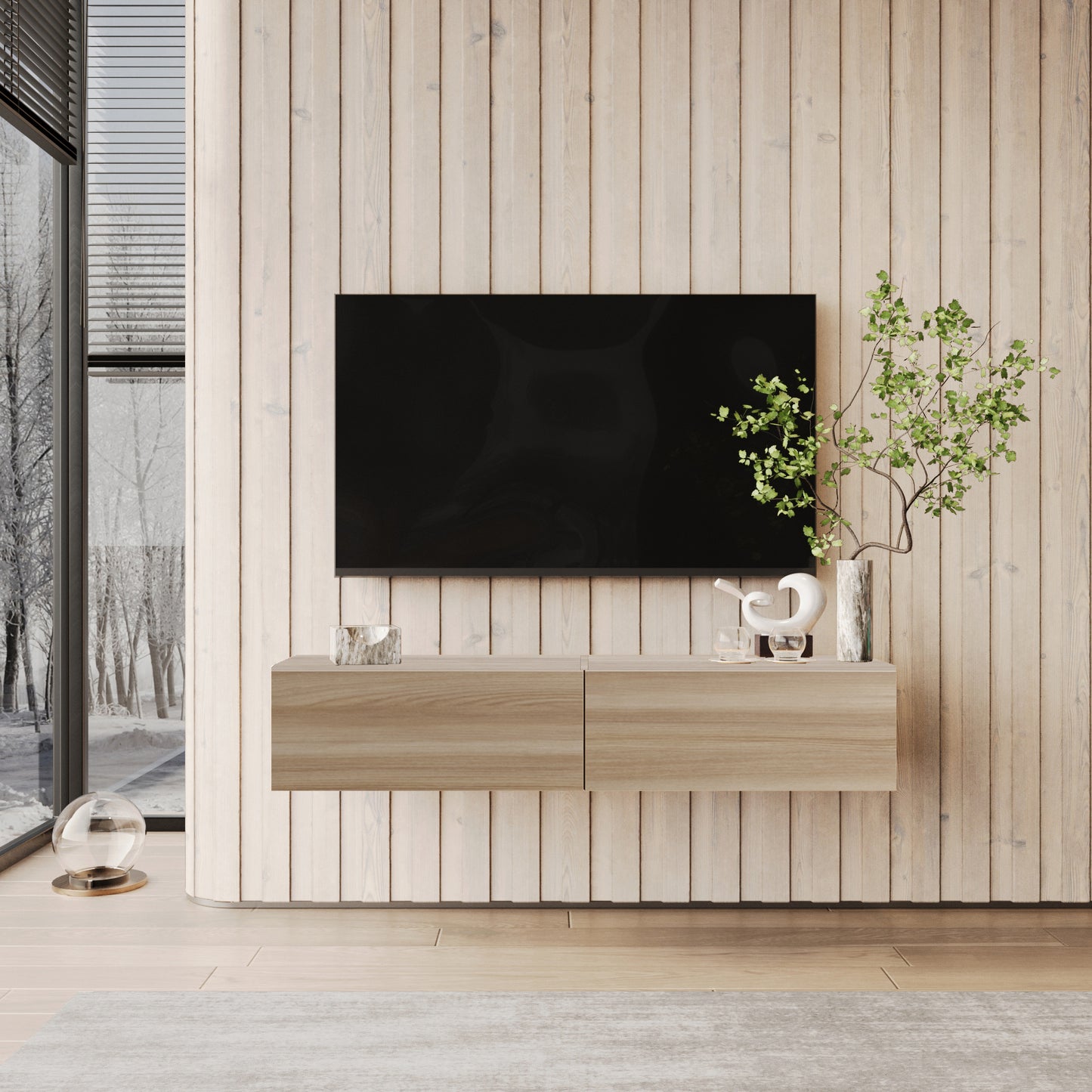 KAVO TV-BENK 150cm LYS EIK – VEGGHENGT