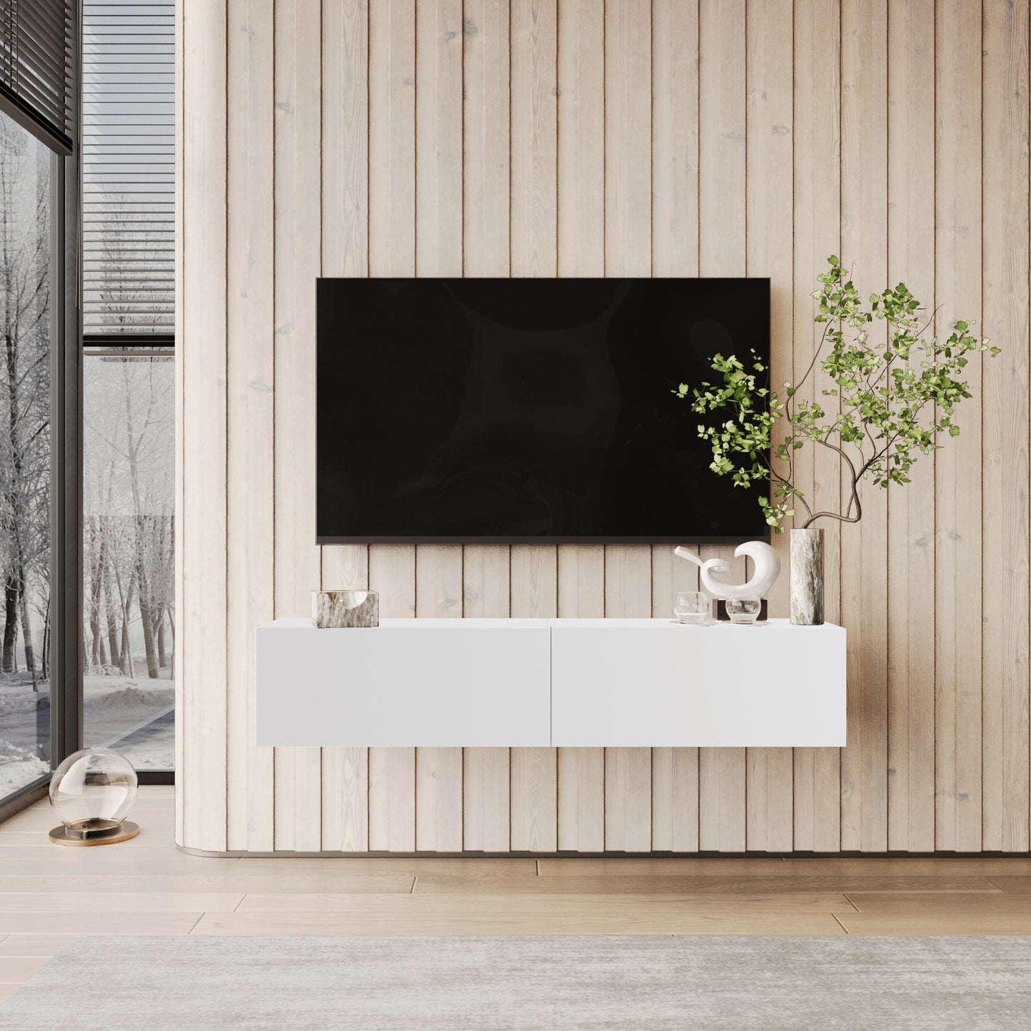 KAVO TV-BENK 150cm HVIT – VEGGHENGT