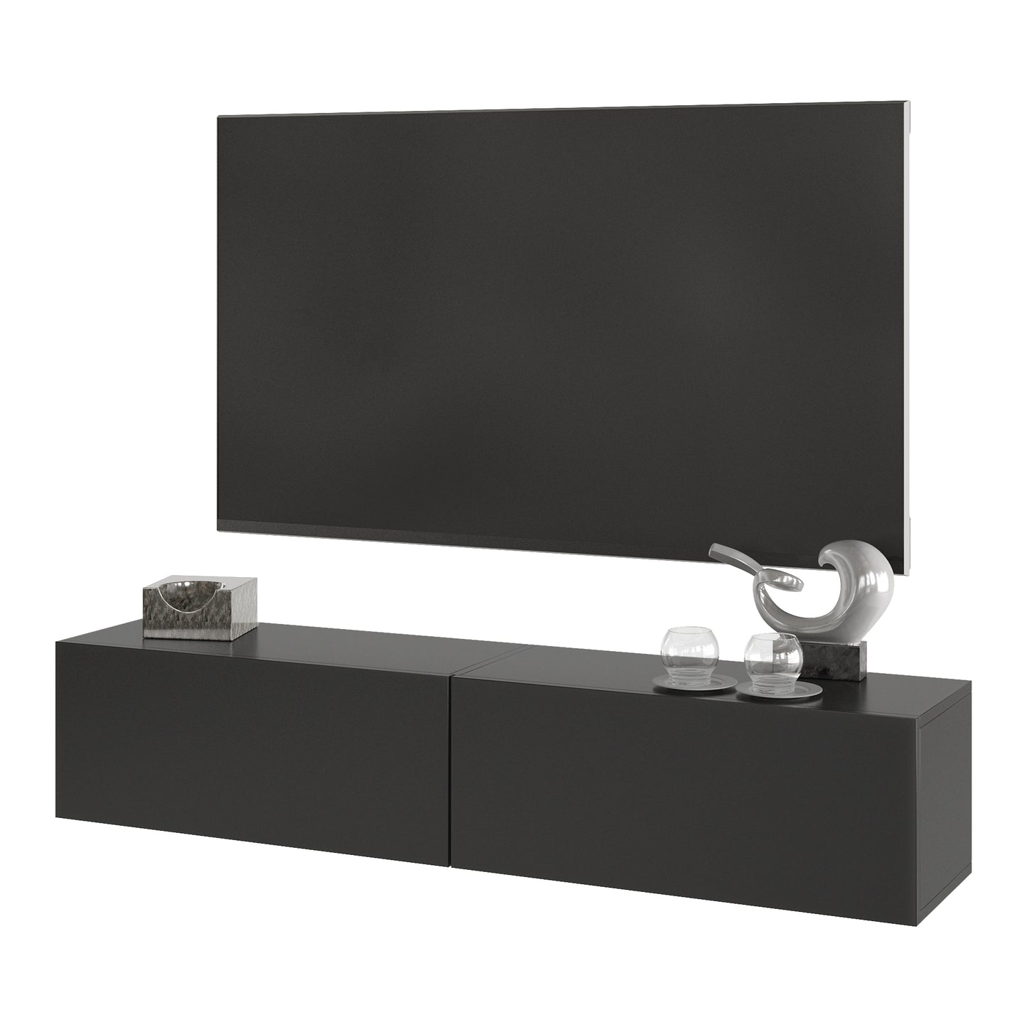 KAVO TV-BENK 150cm SVART – VEGGHENGT