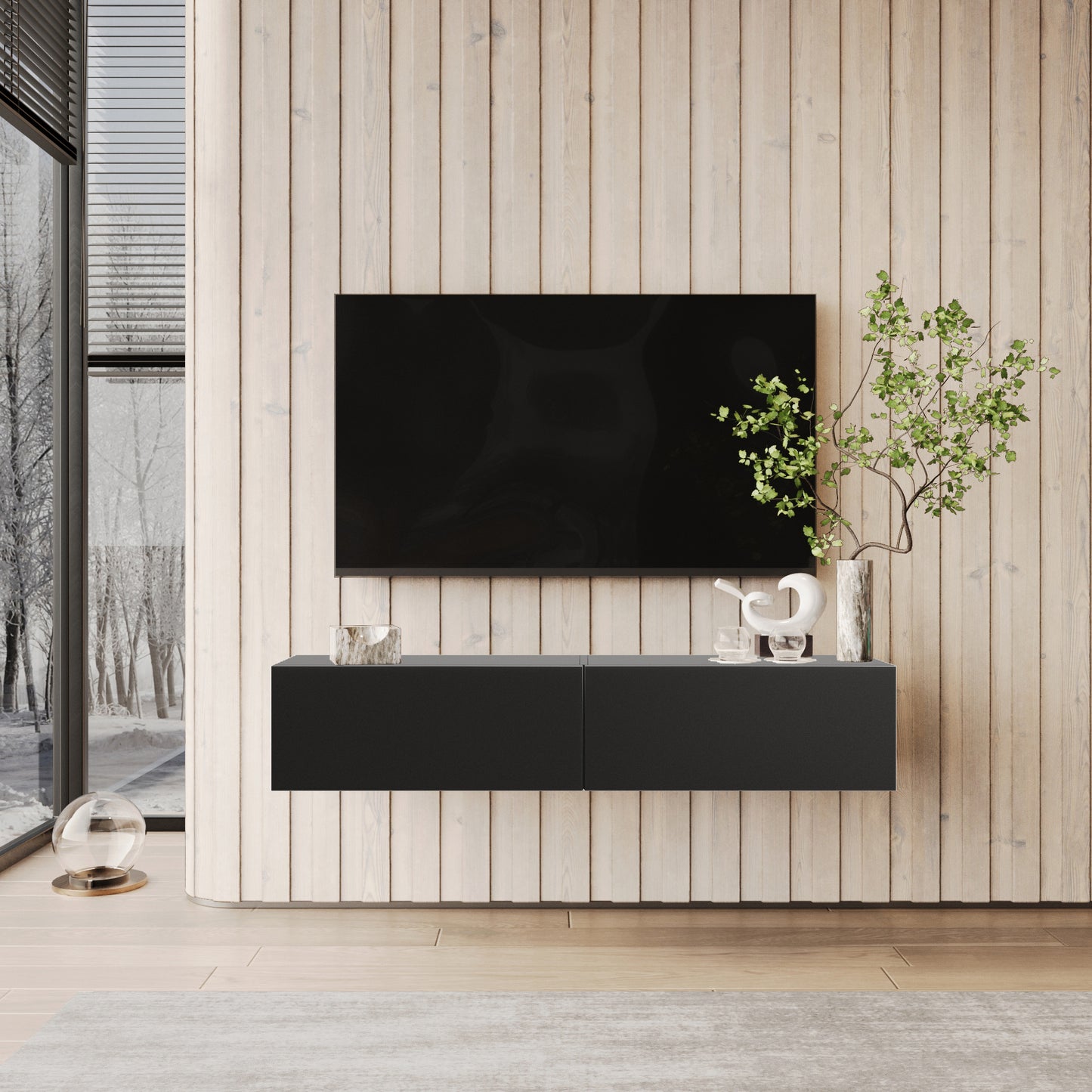 KAVO TV-BENK 150cm SVART – VEGGHENGT