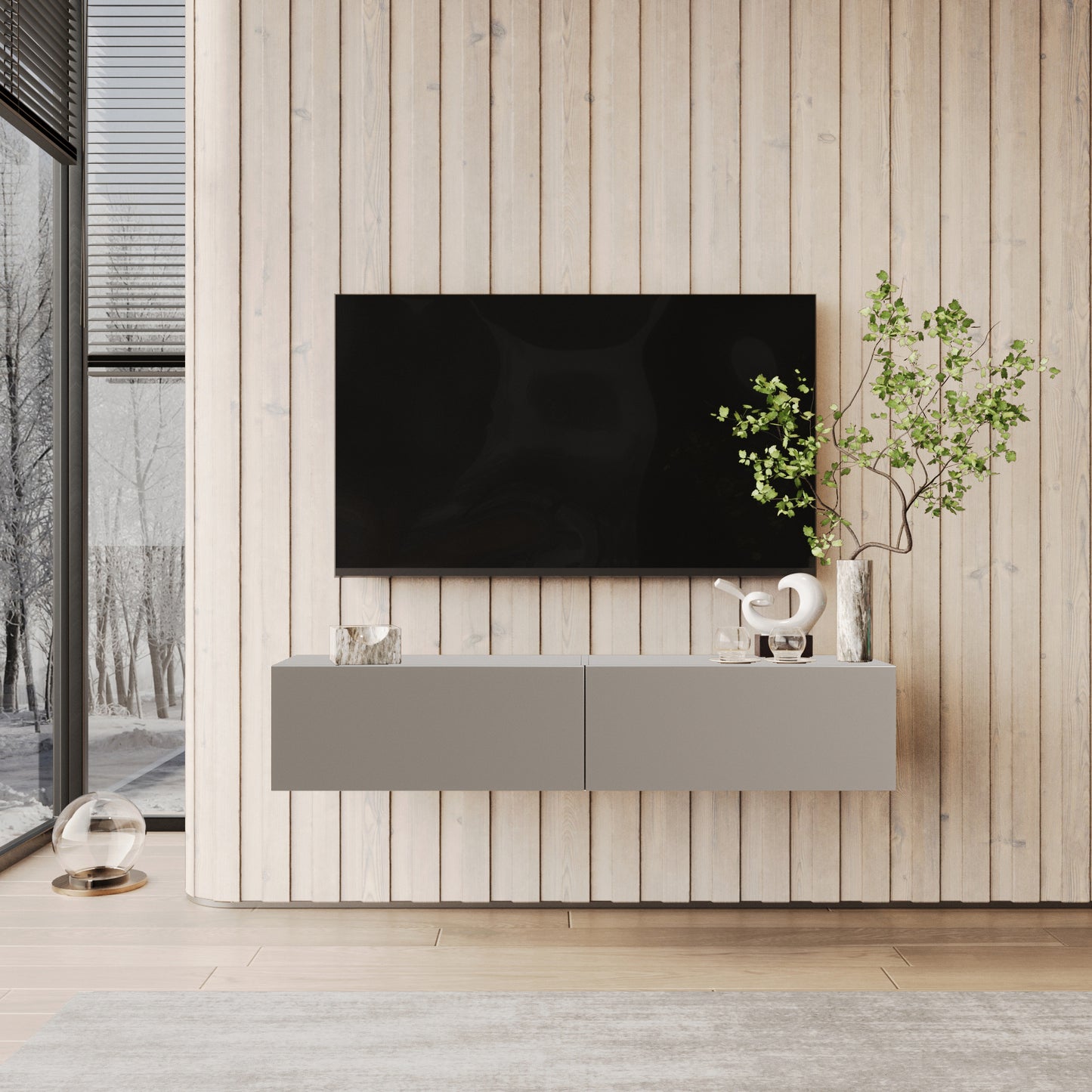 KAVO TV-BENK 150cm BEIGE – VEGGHENGT