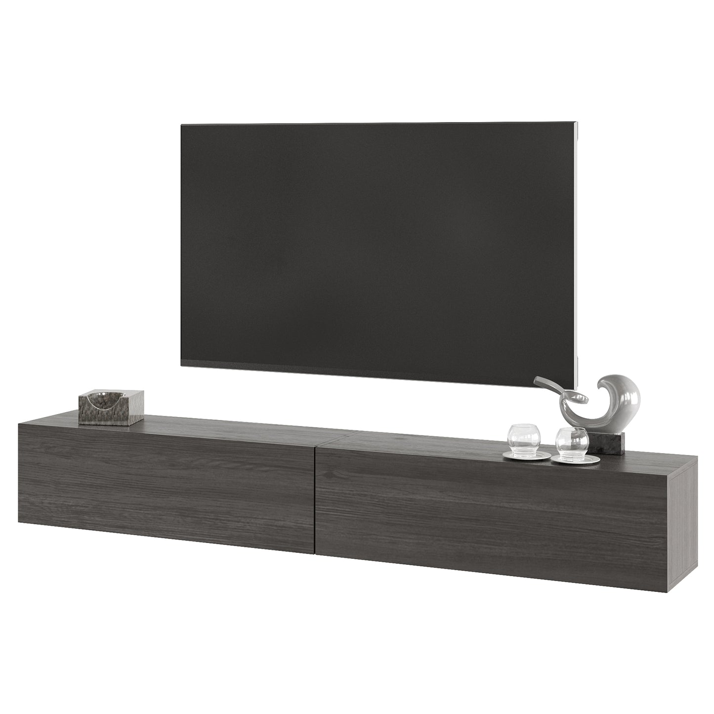 KAVO TV-BENK 200cm SVART EIK – VEGGHENGT