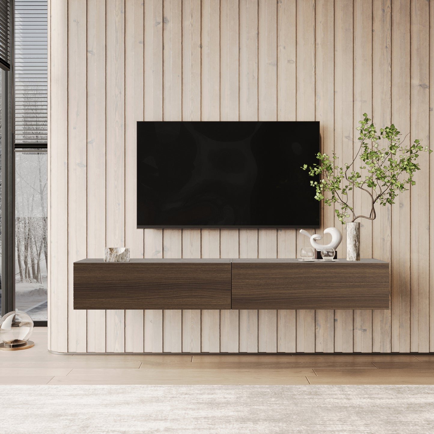 KAVO TV-BENK 200cm VALNØTT – VEGGHENGT