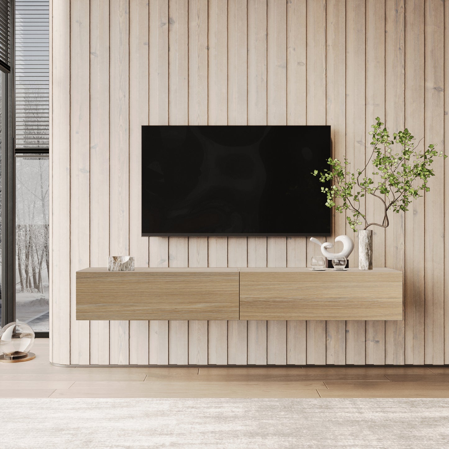 KAVO TV-BENK 200cm EIK – VEGGHENGT