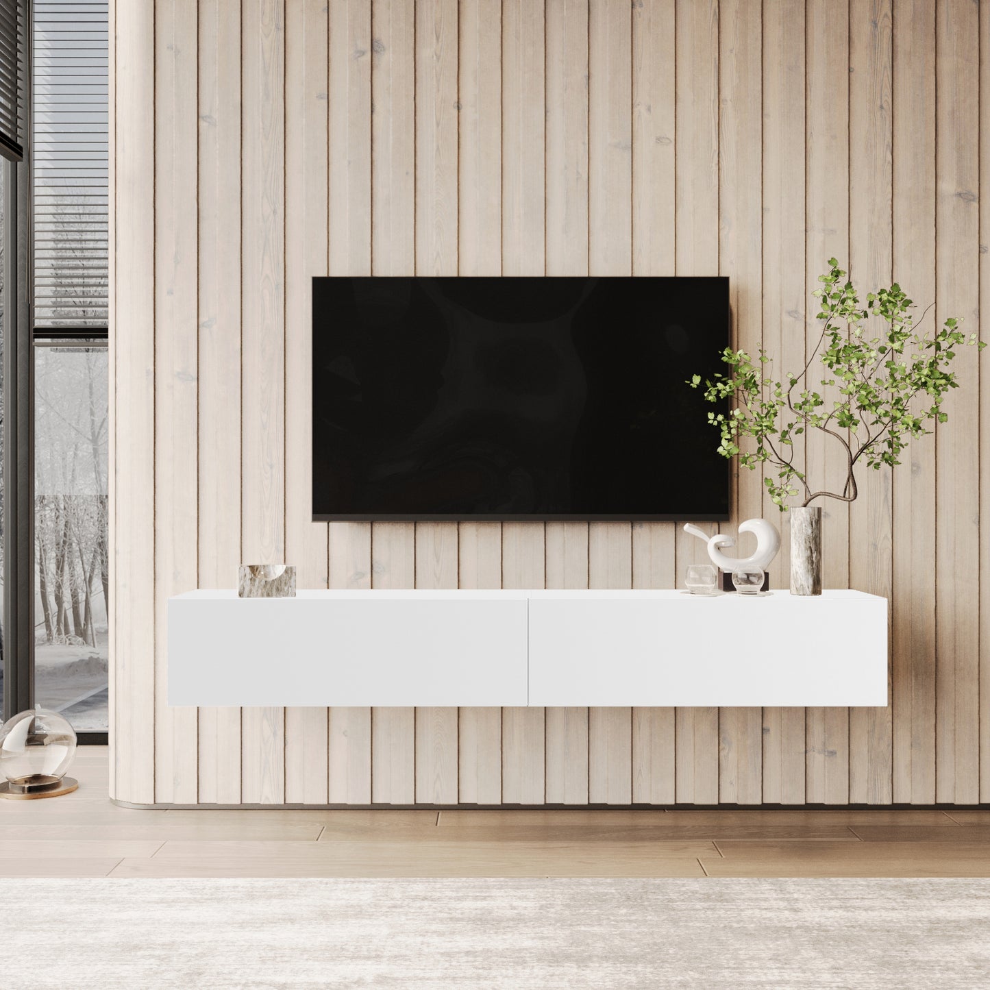 KAVO TV-BENK 200cm HVIT – VEGGHENGT