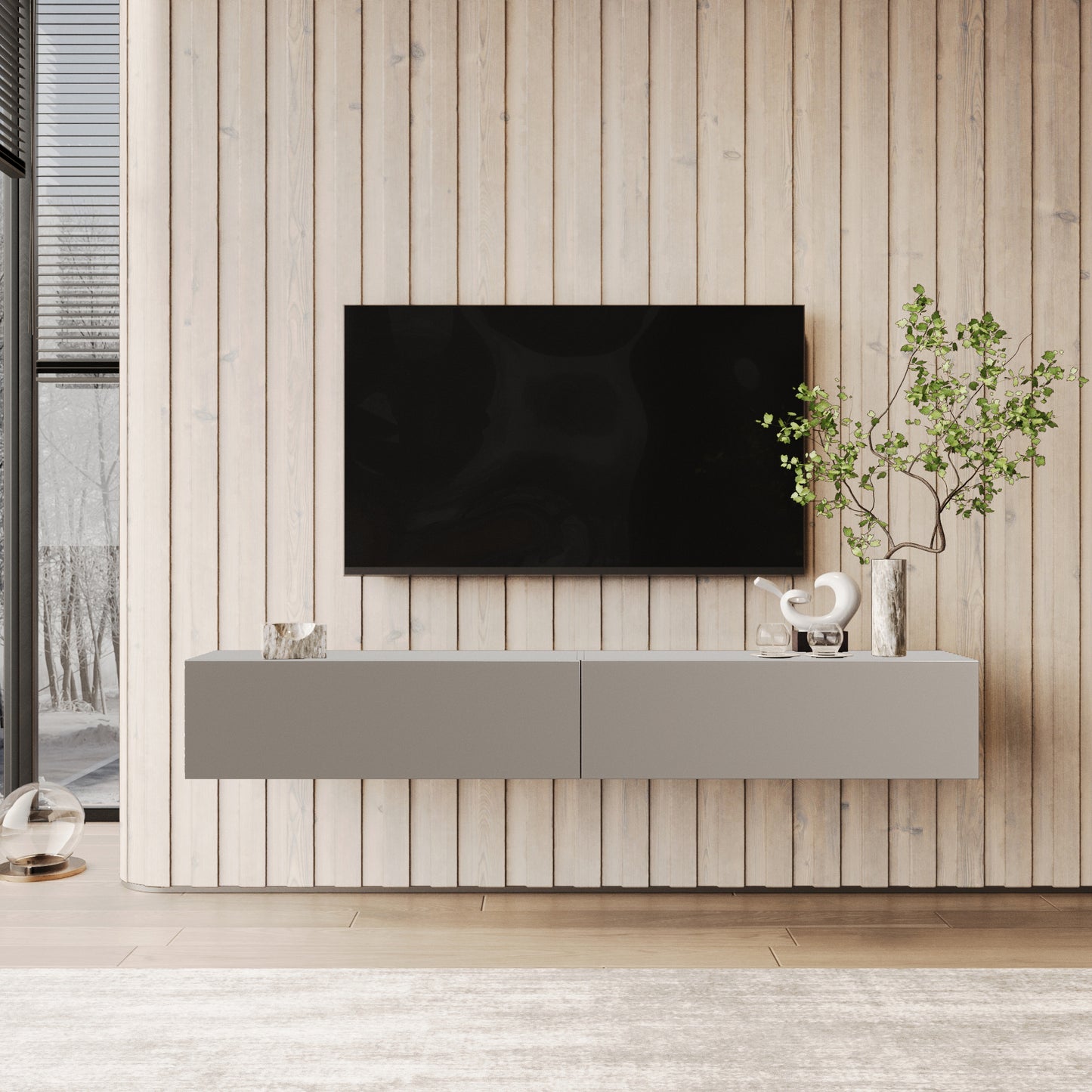KAVO TV-BENK 200cm BEIGE – VEGGHENGT