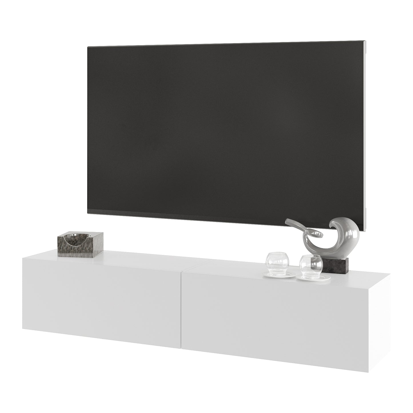 KAVO TV-BENK 150cm HVIT – VEGGHENGT