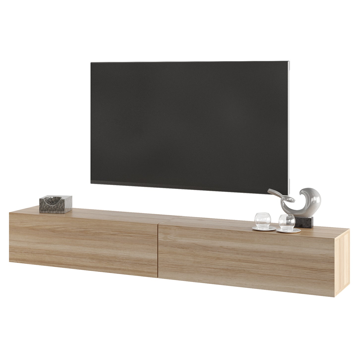 KAVO TV-BENK 200cm LYS EIK – VEGGHENGT